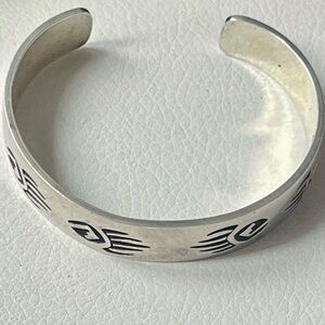 VTG  Native American HOPI STERLING Bear Paw Cuff Bracelet Sz 6.5”27 g